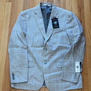 Ralph Lauren Light Gray Plaid Linen Blazer